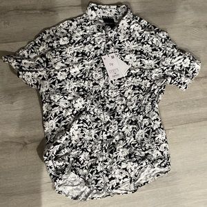 Denim & Flower Button Up